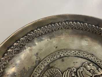 A Sassanian silver 'simurgh' dish, Persia, 6/8th C.